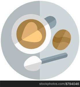 Coffee with spoon outline vector icon