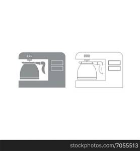 Coffeemaker, coffee machine grey set icon .