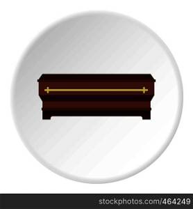 Coffin icon in flat circle isolated vector illustration for web. Coffin icon circle