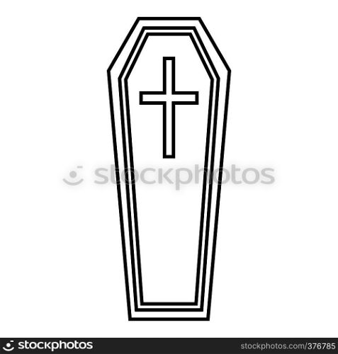 Coffin icon. Outline illustration of coffin vector icon for web. Coffin icon, outline style