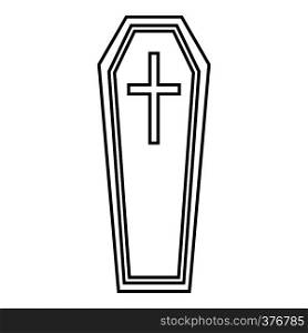 Coffin icon. Outline illustration of coffin vector icon for web. Coffin icon, outline style