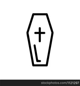 coffin icon vector. A thin line sign. Isolated contour symbol illustration. coffin icon vector. Isolated contour symbol illustration