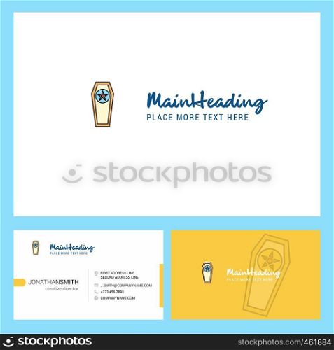 Coffin Logo design with Tagline & Front and Back Busienss Card Template. Vector Creative Design