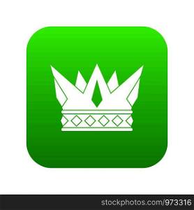 Cog crown icon digital green for any design isolated on white vector illustration. Cog crown icon digital green
