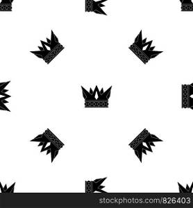 Cog crown pattern repeat seamless in black color for any design. Vector geometric illustration. Cog crown pattern seamless black