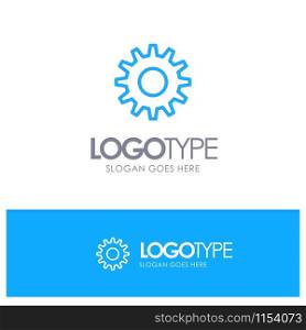 Cog, Gear, Setting Blue Outline Logo Place for Tagline