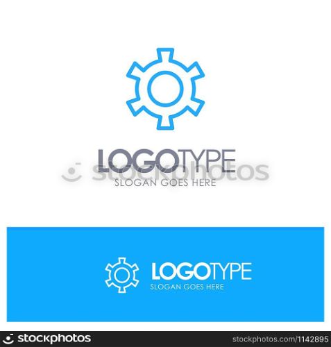 Cog, Gear, Setting Blue outLine Logo with place for tagline