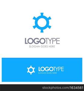 Cog, Gear, Setting Blue Solid Logo with place for tagline