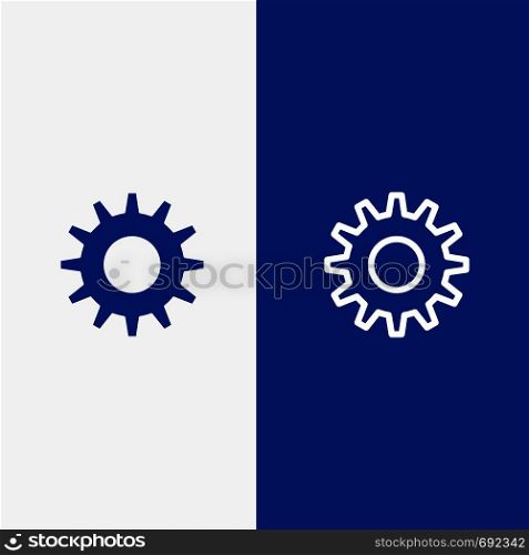 Cog, Gear, Setting Line and Glyph Solid icon Blue banner Line and Glyph Solid icon Blue banner