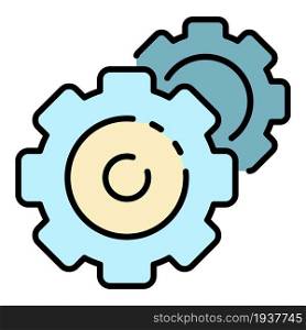 Cog wheel gear icon. Outline cog wheel gear vector icon color flat isolated. Cog wheel gear icon color outline vector