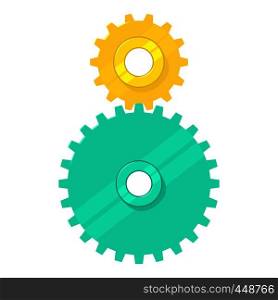Cogged gears icon. Cartoon illustration of cogged gears vector icon for web isolated on white background. Cogged gears icon, cartoon style