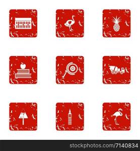 Cognition icons set. Grunge set of 9 cognition vector icons for web isolated on white background. Cognition icons set, grunge style