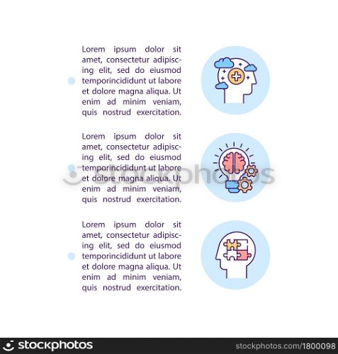 Cognitive adult development concept line icons with text. PPT page vector template with copy space. Brochure, magazine, newsletter design element. Right decision making linear illustrations on white. Cognitive adult development concept line icons with text