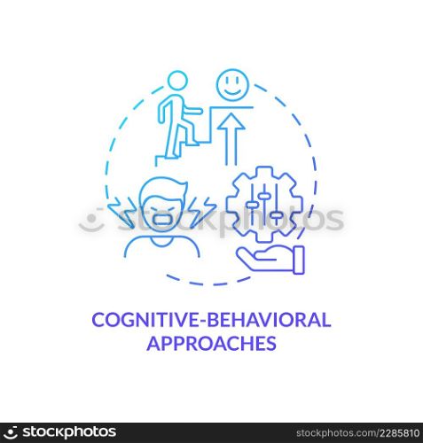 Cognitive behavioral approaches blue gradient concept icon. Medications. Conduct disorder treatment abstract idea thin line illustration. Isolated outline drawing. Myriad Pro-Bold fonts used. Cognitive behavioral approaches blue gradient concept icon