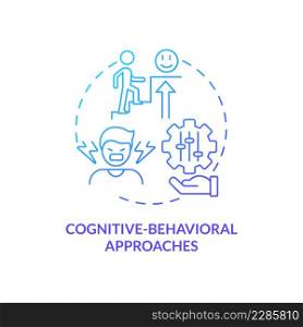 Cognitive behavioral approaches blue gradient concept icon. Medications. Conduct disorder treatment abstract idea thin line illustration. Isolated outline drawing. Myriad Pro-Bold fonts used. Cognitive behavioral approaches blue gradient concept icon