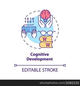 Cognitive development concept icon. Intelligence and skills. Coding abstract idea thin line illustration. Isolated outline drawing. Editable stroke. Roboto-Medium, Myriad Pro-Bold fonts used. Cognitive development concept icon