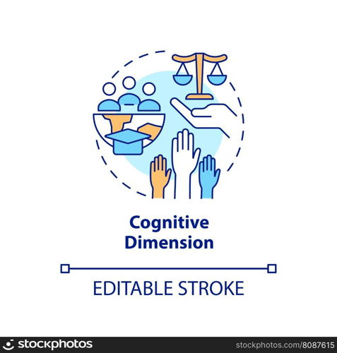 Cognitive dimension concept icon. Understanding human rights. GCED domain of learning abstract idea thin line illustration. Isolated outline drawing. Editable stroke. Arial, Myriad Pro-Bold fonts used. Cognitive dimension concept icon