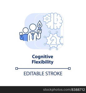 Cognitive f≤xibility light blue concept icon. Leader f≤xibility type abstract idea thin li≠illustration. Isolated outli≠drawing. Editab≤stroke. Arial, Myriad Pro-Bold fonts used. Cognitive f≤xibility light blue concept icon