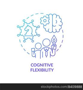 Cognitive flexibility blue gradient concept icon. Mental ability to adjust. Leader flexibility type abstract idea thin line illustration. Isolated outline drawing. Myriad Pro-Bold fonts used. Cognitive flexibility blue gradient concept icon
