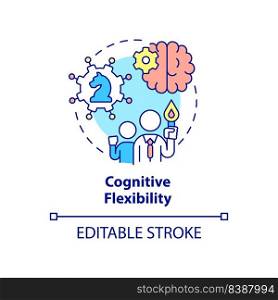 Cognitive flexibility concept icon. Mental ability to adjust. Leader flexibility type abstract idea thin line illustration. Isolated outline drawing. Editable stroke. Arial, Myriad Pro-Bold fonts used. Cognitive flexibility concept icon