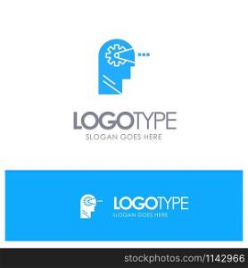 Cognitive, Process, Mind, Head Blue Solid Logo with place for tagline