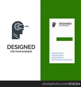 Cognitive, Process, Mind, Head Grey Logo Design and Business Card Template