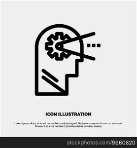 Cognitive, Process, Mind, Head Line Icon Vector