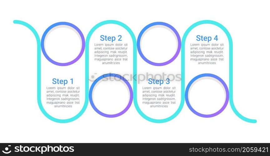 Cognitive wellbeing infographic chart design template. Abstract infochart with copy space. Instructional graphics with 4 step sequence. Visual data presentation. Roboto Medium, Light fonts used. Cognitive wellbeing infographic chart design template