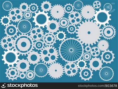 Cogs and gears. abstract background vector in blue on isolated background