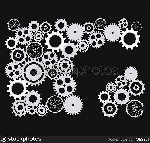 Cogs and gears. abstract background vector on isolated black background