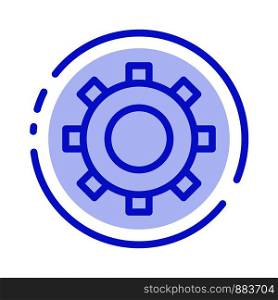 Cogs, Gear, Setting Blue Dotted Line Line Icon