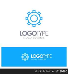 Cogs, Gear, Setting Blue outLine Logo with place for tagline