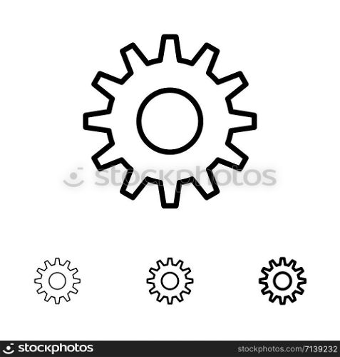 Cogs, Gear, Setting Bold and thin black line icon set