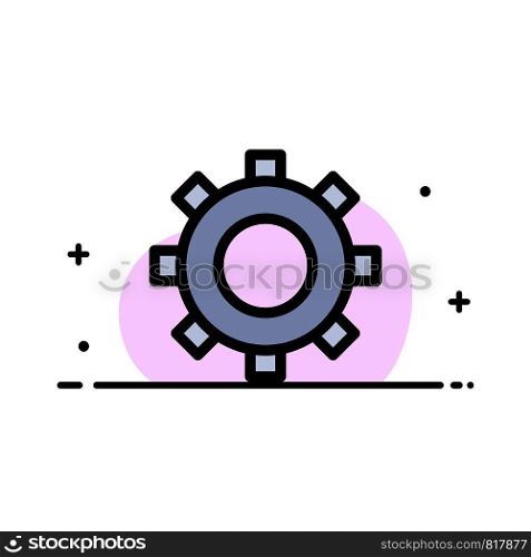 Cogs, Gear, Setting Business Flat Line Filled Icon Vector Banner Template
