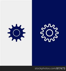 Cogs, Gear, Setting Line and Glyph Solid icon Blue banner Line and Glyph Solid icon Blue banner