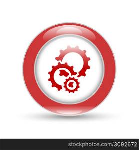 cogs gears in circle with shadow on white. cogs gears in circle