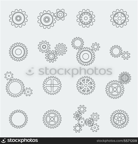 Cogs wheels and gears pictograms set for website design isolated vector illustration