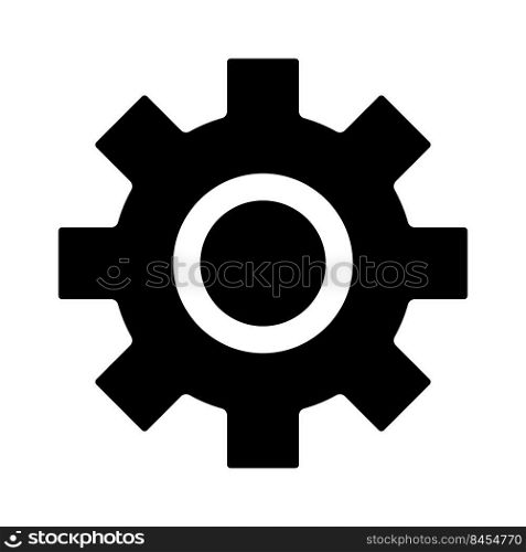 Cogwheel black glyph icon. Technology and settings. Business development. Equipment and maintenance. Silhouette symbol on white space. Solid pictogram. Vector isolated illustration. Cogwheel black glyph icon