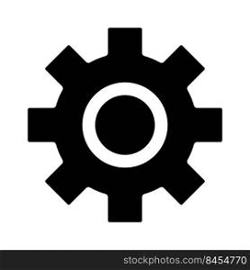 Cogwheel black glyph icon. Technology and settings. Business development. Equipment and maintenance. Silhouette symbol on white space. Solid pictogram. Vector isolated illustration. Cogwheel black glyph icon