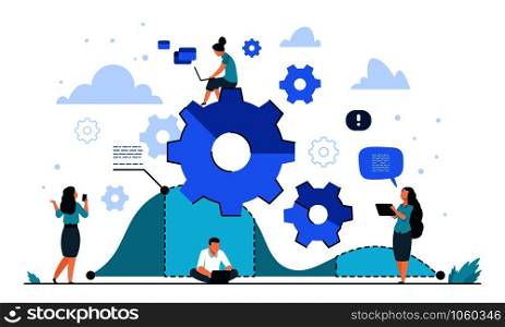 Cogwheel business concept. Teamwork and people organization, gear mechanism illustration. Vector strategy and cooperation business machinery team, used cogwheels presentation. Cogwheel business concept. Teamwork and people organization, gear mechanism illustration. Vector strategy and cooperation