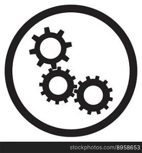 Cogwheel gear mechanism icon black white. Gears wheel cogs and cogwheel vector, cog wheels and cogwheel icon. Vector flat design illustration. Cogwheel gear mechanism icon black white vector