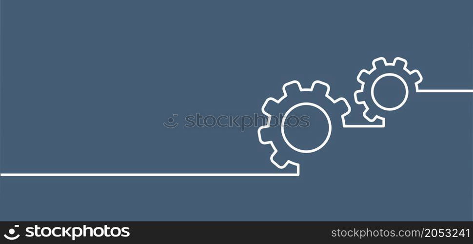 Cogwheel, gear mechanism settings tools. Fun drawing vector gears person icon or sign. Service cog brain pattern or template banner. Nearly there