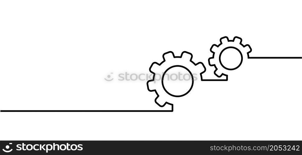 Cogwheel, gear mechanism settings tools. Fun drawing vector gears person icon or sign. Service cog brain pattern or template banner. Nearly there