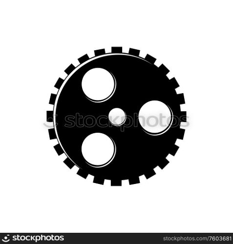 Cogwheel isolated round gear icon. Vector toothed wheel, construction equipment or machinery mechanism. Toothed wheel isolated cogwheel or gear