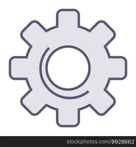 Cogwheel or gear mechanism, isolated icon of wheel. Process or progress sign, loading or processing symbol. Round shape of engineering detail. Cooperation simple line art, vector in flat style. Gear mechanism, processing or loading icon, progress vector
