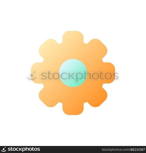 Cogwheel pixel perfect flat gradient color ui icon. Access to setups. Technical settings. Simple filled pictogram. GUI, UX design for mobile application. Vector isolated RGB illustration. Cogwheel pixel perfect flat gradient color ui icon