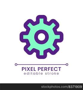 Cogwheel pixel perfect RGB color ui icon. Access to setups. Technical settings. Simple filled line element. GUI, UX design for mobile app. Vector isolated pictogram. Editable stroke. Poppins font used. Cogwheel pixel perfect RGB color ui icon