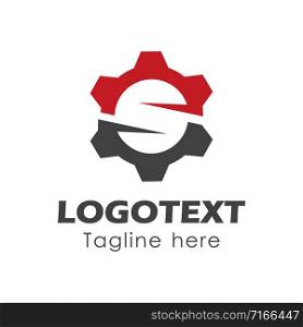 Cogwheel resemble S letter, logo design template for engineering, developing or service company