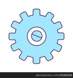 Cogwheel semi flat color vector element. Full sized object on white. Metal wheel. Machine detail. Part of mechanism simple cartoon style illustration for web graphic design and animation. Cogwheel semi flat color vector element