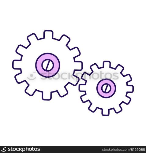 Cogwheel semi flat color vector element. Full sized object on white. Metal wheels. Machine details. Parts of mechanism simple cartoon style illustration for web graphic design and animation. Cogwheel semi flat color vector element